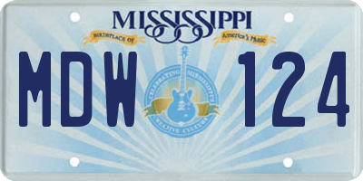 MS license plate MDW124