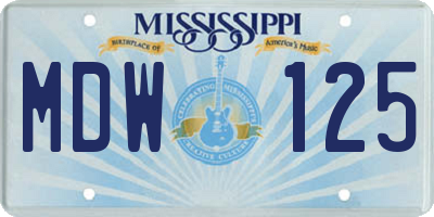 MS license plate MDW125