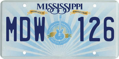 MS license plate MDW126