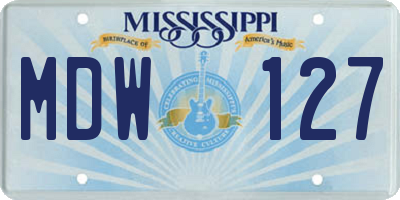 MS license plate MDW127