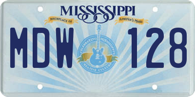 MS license plate MDW128