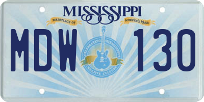 MS license plate MDW130