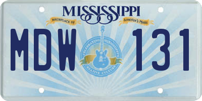 MS license plate MDW131