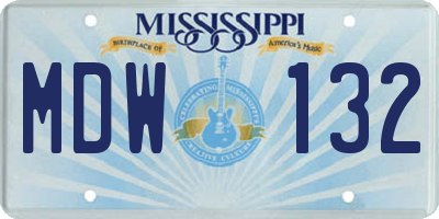 MS license plate MDW132
