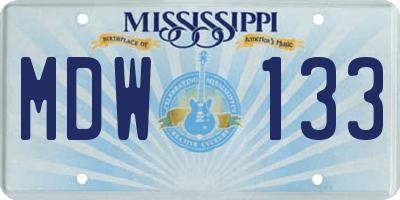MS license plate MDW133