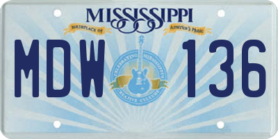 MS license plate MDW136