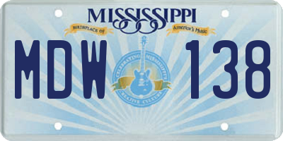 MS license plate MDW138