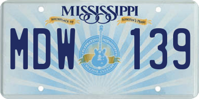 MS license plate MDW139