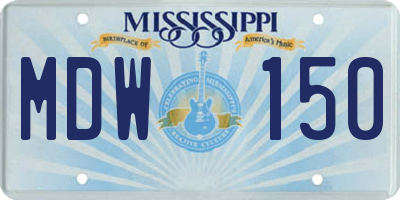 MS license plate MDW150