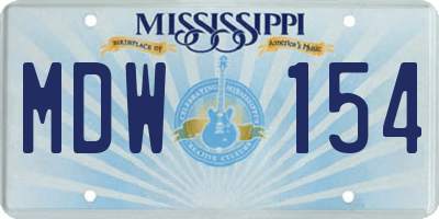 MS license plate MDW154