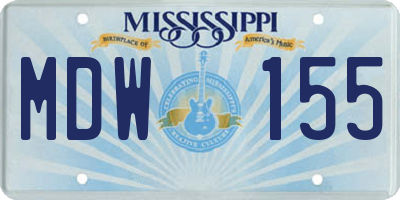 MS license plate MDW155