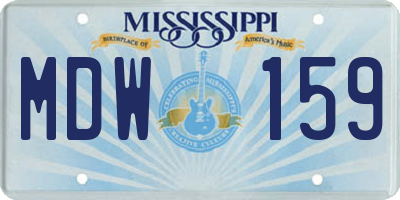 MS license plate MDW159