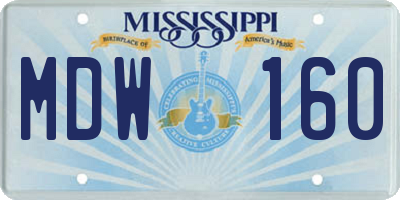MS license plate MDW160