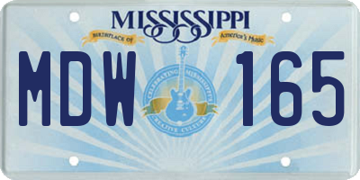 MS license plate MDW165