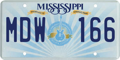 MS license plate MDW166