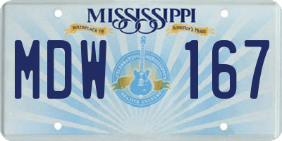 MS license plate MDW167