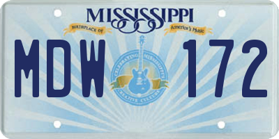 MS license plate MDW172