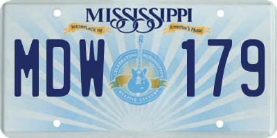 MS license plate MDW179