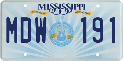 MS license plate MDW191