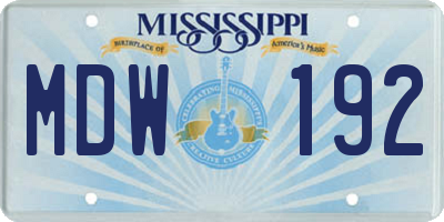 MS license plate MDW192