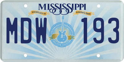 MS license plate MDW193
