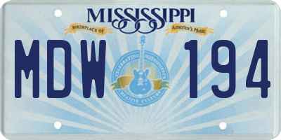 MS license plate MDW194