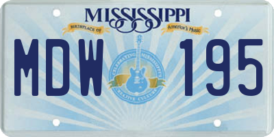 MS license plate MDW195