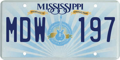 MS license plate MDW197