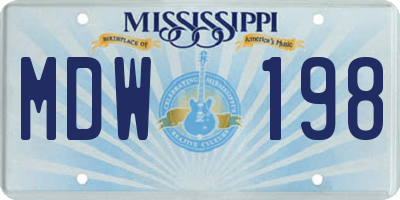MS license plate MDW198