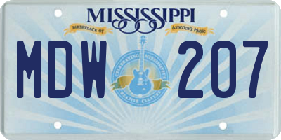 MS license plate MDW207