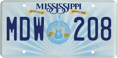 MS license plate MDW208