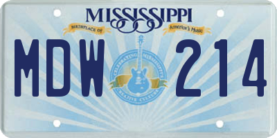MS license plate MDW214