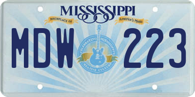 MS license plate MDW223