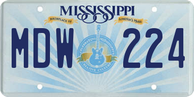 MS license plate MDW224