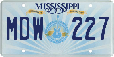 MS license plate MDW227