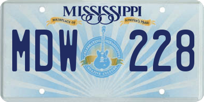 MS license plate MDW228