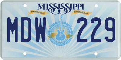 MS license plate MDW229