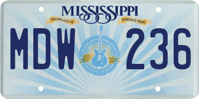 MS license plate MDW236
