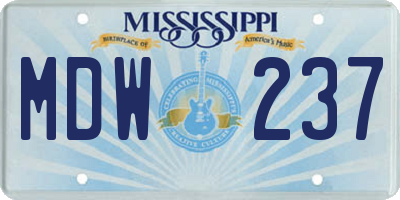 MS license plate MDW237
