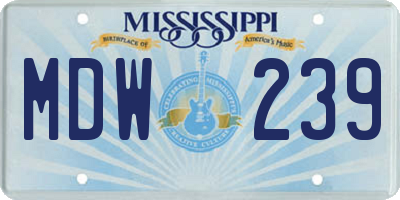 MS license plate MDW239