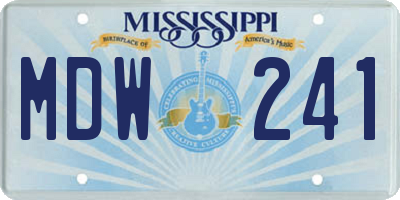 MS license plate MDW241