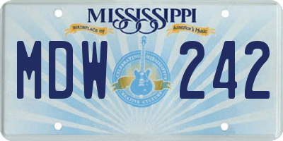 MS license plate MDW242