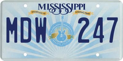 MS license plate MDW247