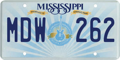 MS license plate MDW262