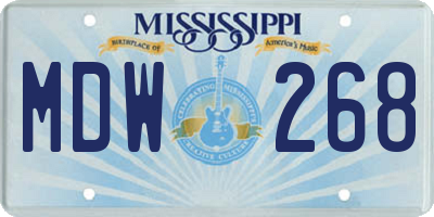 MS license plate MDW268