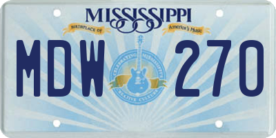 MS license plate MDW270