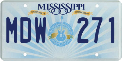 MS license plate MDW271