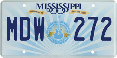 MS license plate MDW272