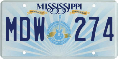 MS license plate MDW274