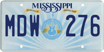 MS license plate MDW276